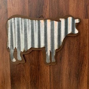 🏝 galvanized farmhouse tin cow wall hanging